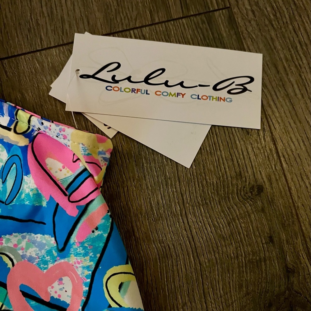 Lulu B Sleeveless Ruffle Cooling UPF 50 Top Colorful Hearts Print Small NWT new - Picture 8 of 12